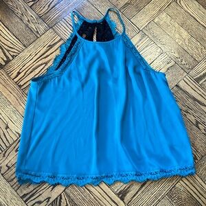 Collective Concepts xl sleeveless silky lacy turquoise top